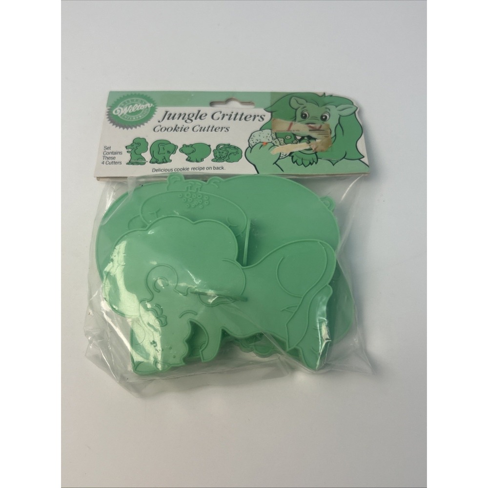 NEW Vintage Wilton Jungle Critters Cookie Cutters Set Of 4 1990 Lion Elephant